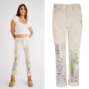 MOTHER • The Scrapper Cuff Ankle Fray in Superstition doodle graphic print art